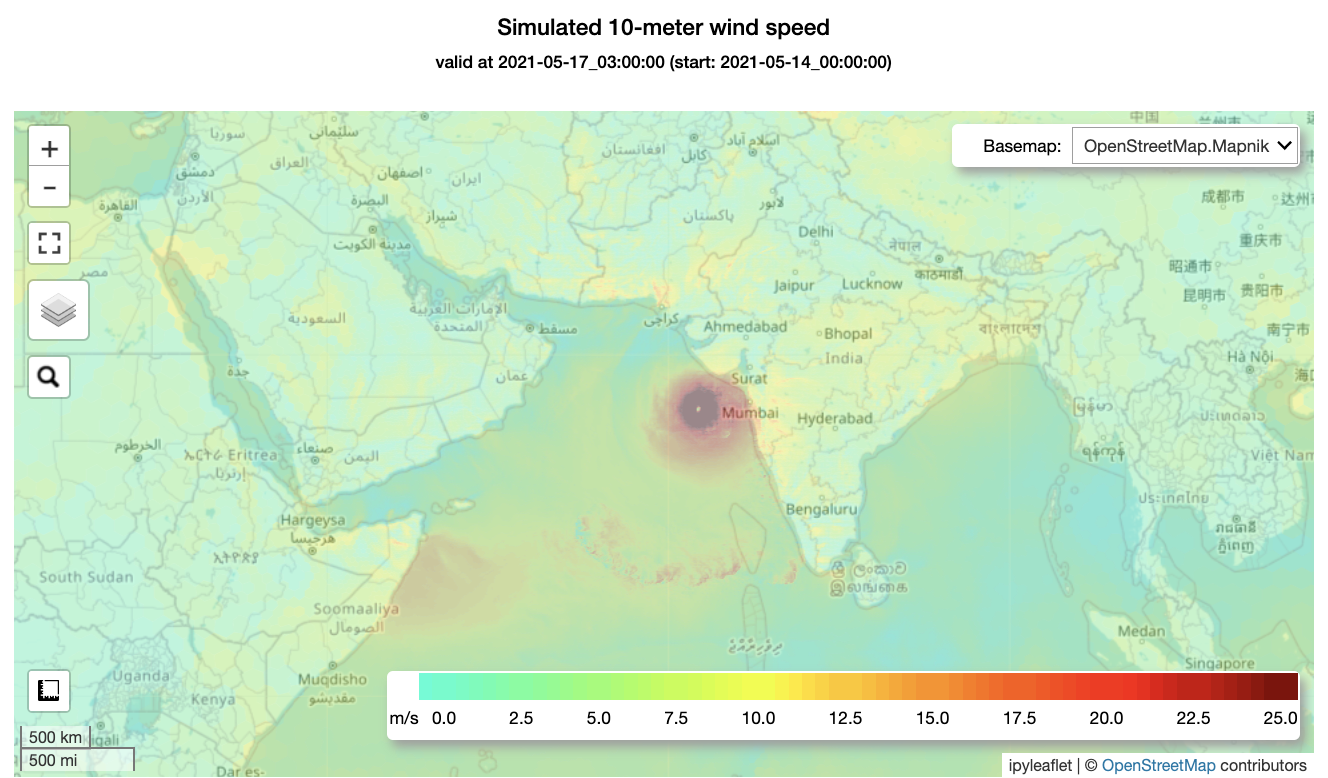 Predicted 10-m wind speed