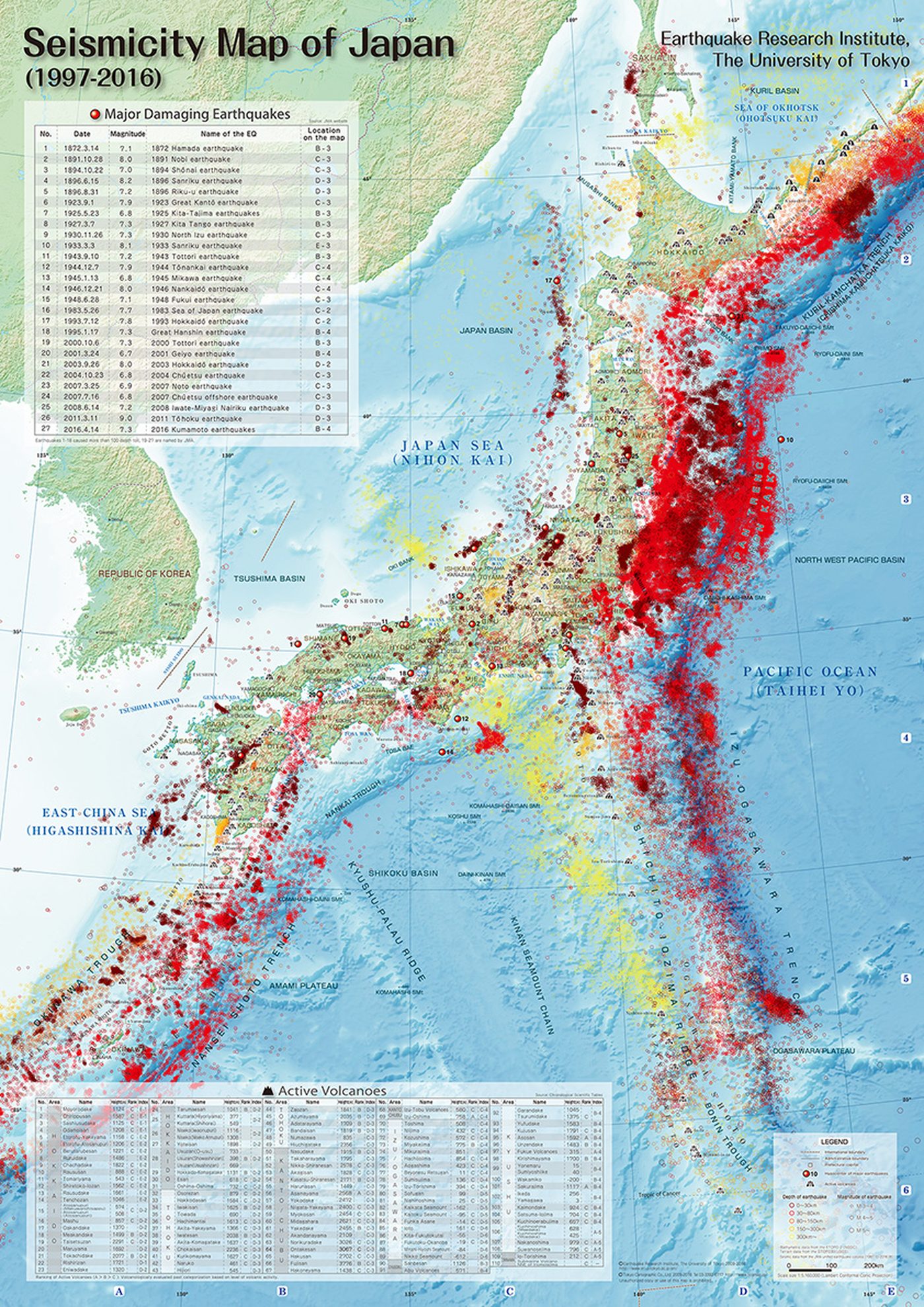 Seismic hazard map of Japan
